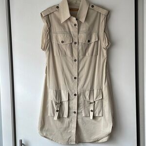 Alice + Olivia Beige Sleeveless Shirt Dress